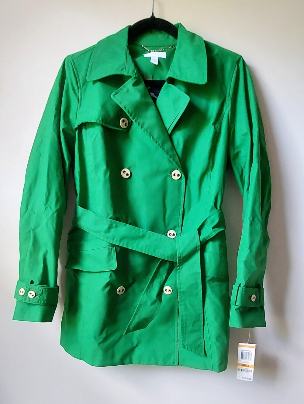 Charter Club Green Women's Double-Breasted Trench Coat Small NWT